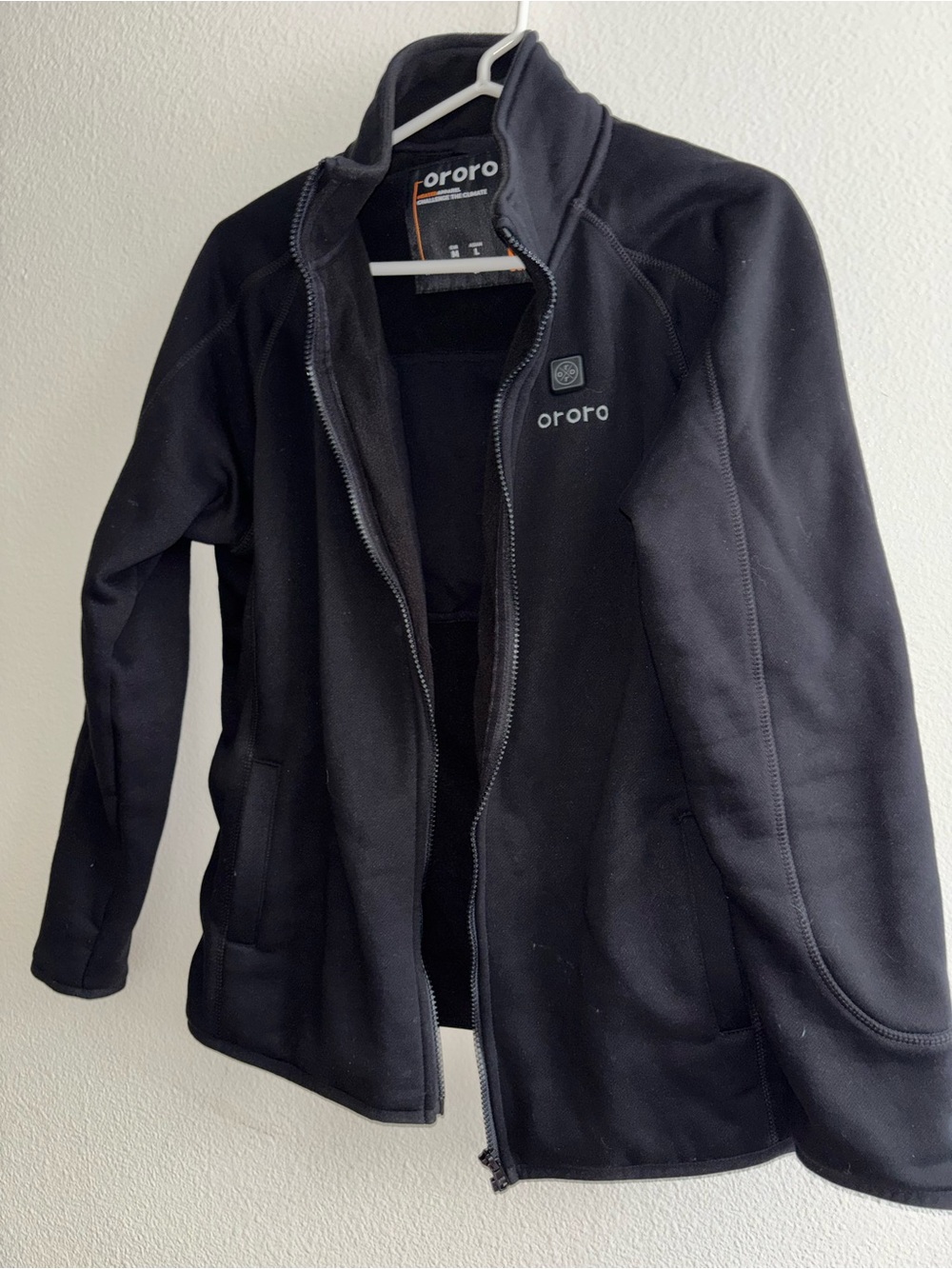 Ororo Black Heated Fleece Jacket with Full Zip no battery - Picture 2 of 6